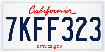 CA license plate 7KFF323