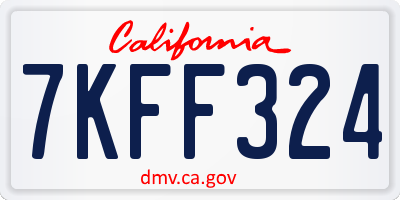 CA license plate 7KFF324