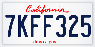CA license plate 7KFF325