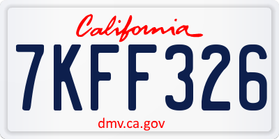 CA license plate 7KFF326