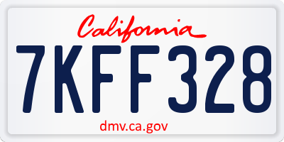 CA license plate 7KFF328
