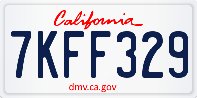 CA license plate 7KFF329