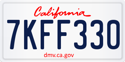 CA license plate 7KFF330