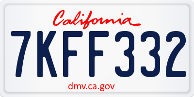 CA license plate 7KFF332