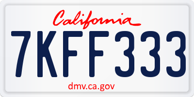 CA license plate 7KFF333