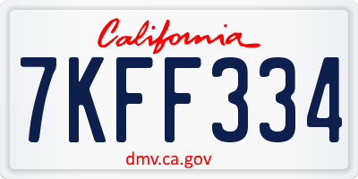 CA license plate 7KFF334