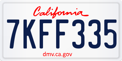 CA license plate 7KFF335