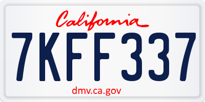 CA license plate 7KFF337