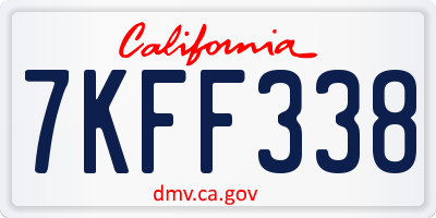 CA license plate 7KFF338