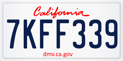 CA license plate 7KFF339