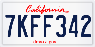 CA license plate 7KFF342