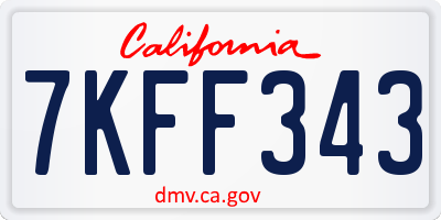 CA license plate 7KFF343