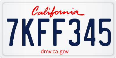 CA license plate 7KFF345