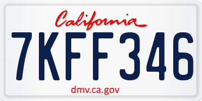 CA license plate 7KFF346