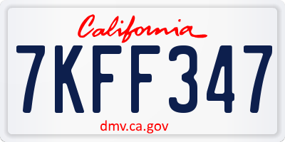 CA license plate 7KFF347