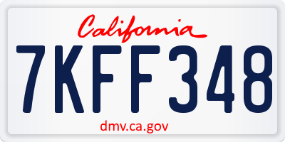 CA license plate 7KFF348