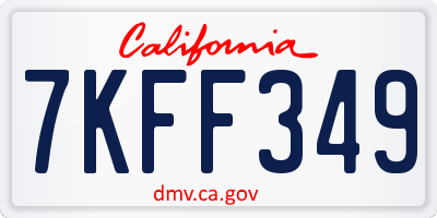 CA license plate 7KFF349