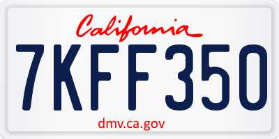 CA license plate 7KFF350