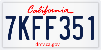 CA license plate 7KFF351