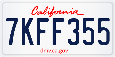 CA license plate 7KFF355
