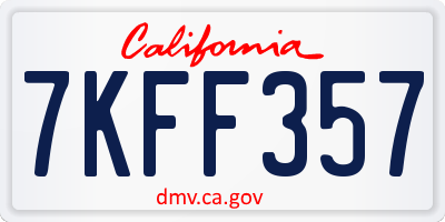 CA license plate 7KFF357
