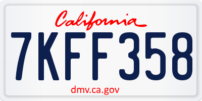 CA license plate 7KFF358
