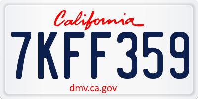 CA license plate 7KFF359