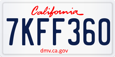 CA license plate 7KFF360
