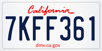 CA license plate 7KFF361