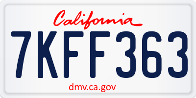 CA license plate 7KFF363