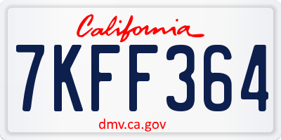 CA license plate 7KFF364