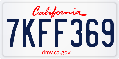 CA license plate 7KFF369