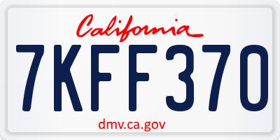 CA license plate 7KFF370