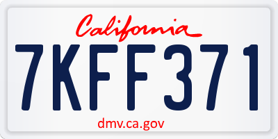 CA license plate 7KFF371