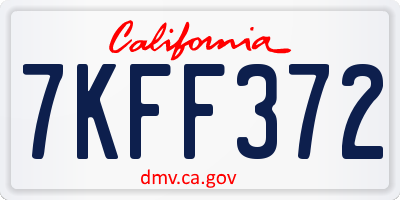 CA license plate 7KFF372