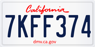 CA license plate 7KFF374