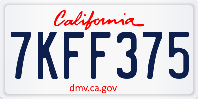 CA license plate 7KFF375