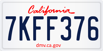 CA license plate 7KFF376