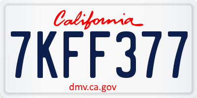 CA license plate 7KFF377
