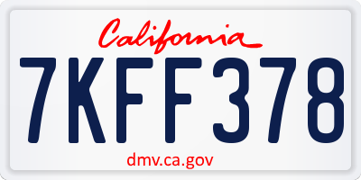 CA license plate 7KFF378