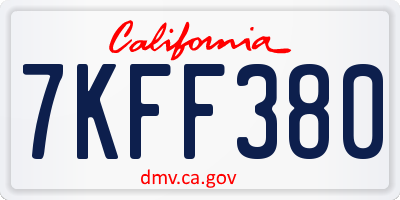 CA license plate 7KFF380