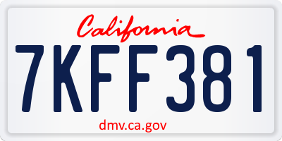 CA license plate 7KFF381