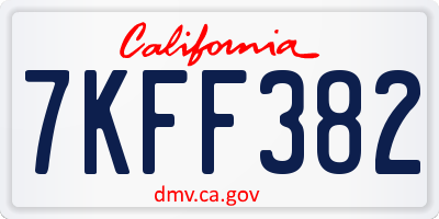CA license plate 7KFF382