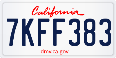CA license plate 7KFF383