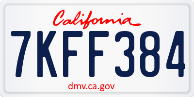 CA license plate 7KFF384