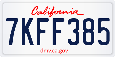 CA license plate 7KFF385