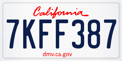 CA license plate 7KFF387