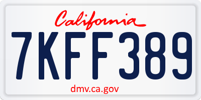 CA license plate 7KFF389