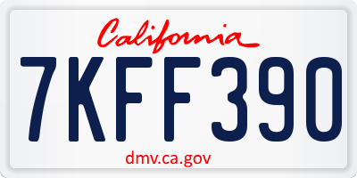 CA license plate 7KFF390