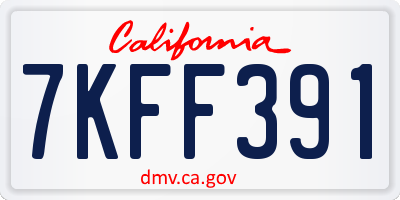 CA license plate 7KFF391